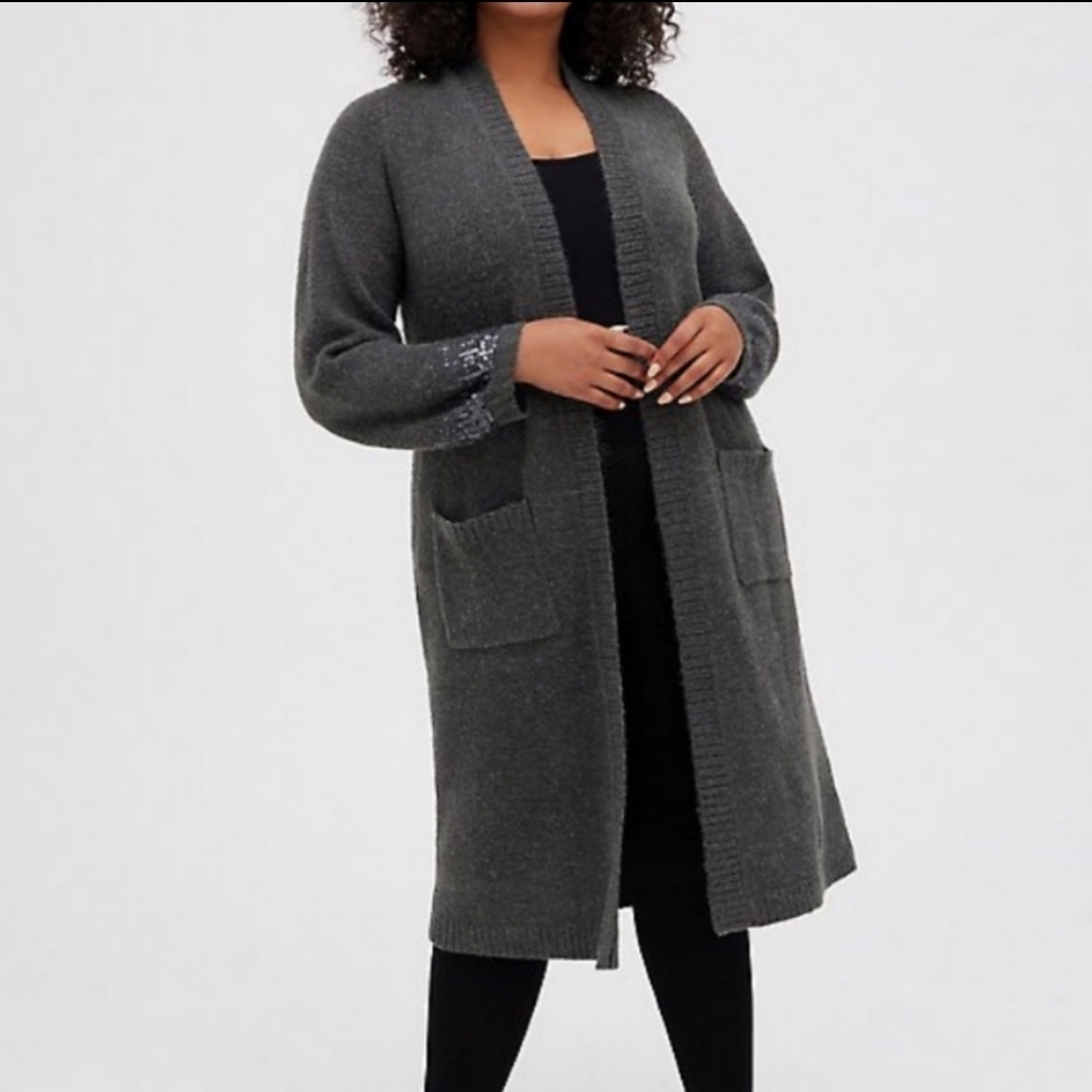Torrid Grey Sequin Duster